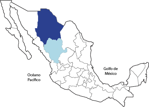 Mapa de México resaltando los estados donde Grupo TESA tiene presencia en gestión de residuos peligrosos.